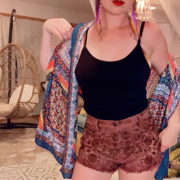 Free People shorts maroon high waisted cut off - Picture 7 of 8